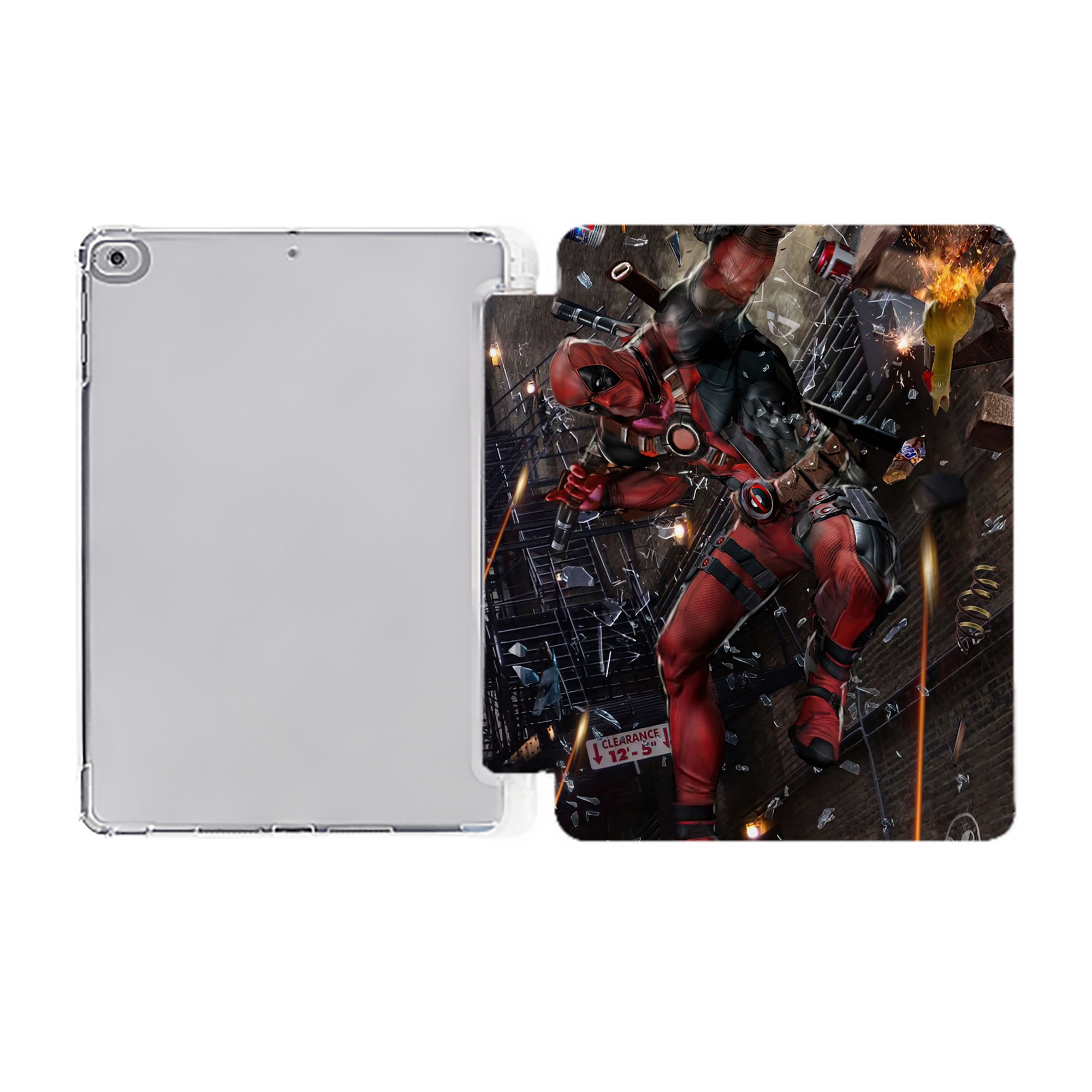 （画像用） Deadpool デッドプール IPad ケース ペン収納付き 三つ折りスタンド PUレザー×シリコン 対応機種9.5/10.5/10.9インチ